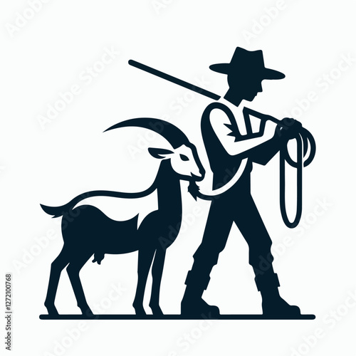 goat herder vector illustration
