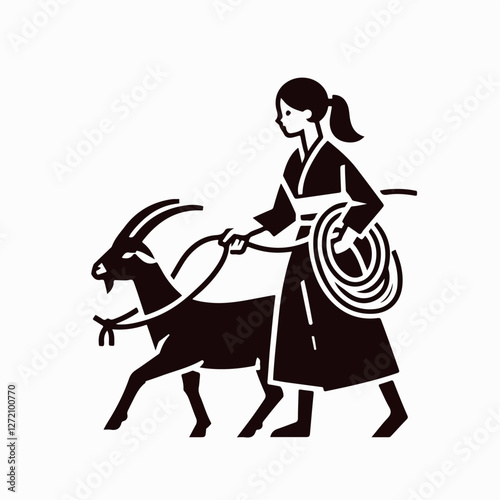 goat herder vector illustration