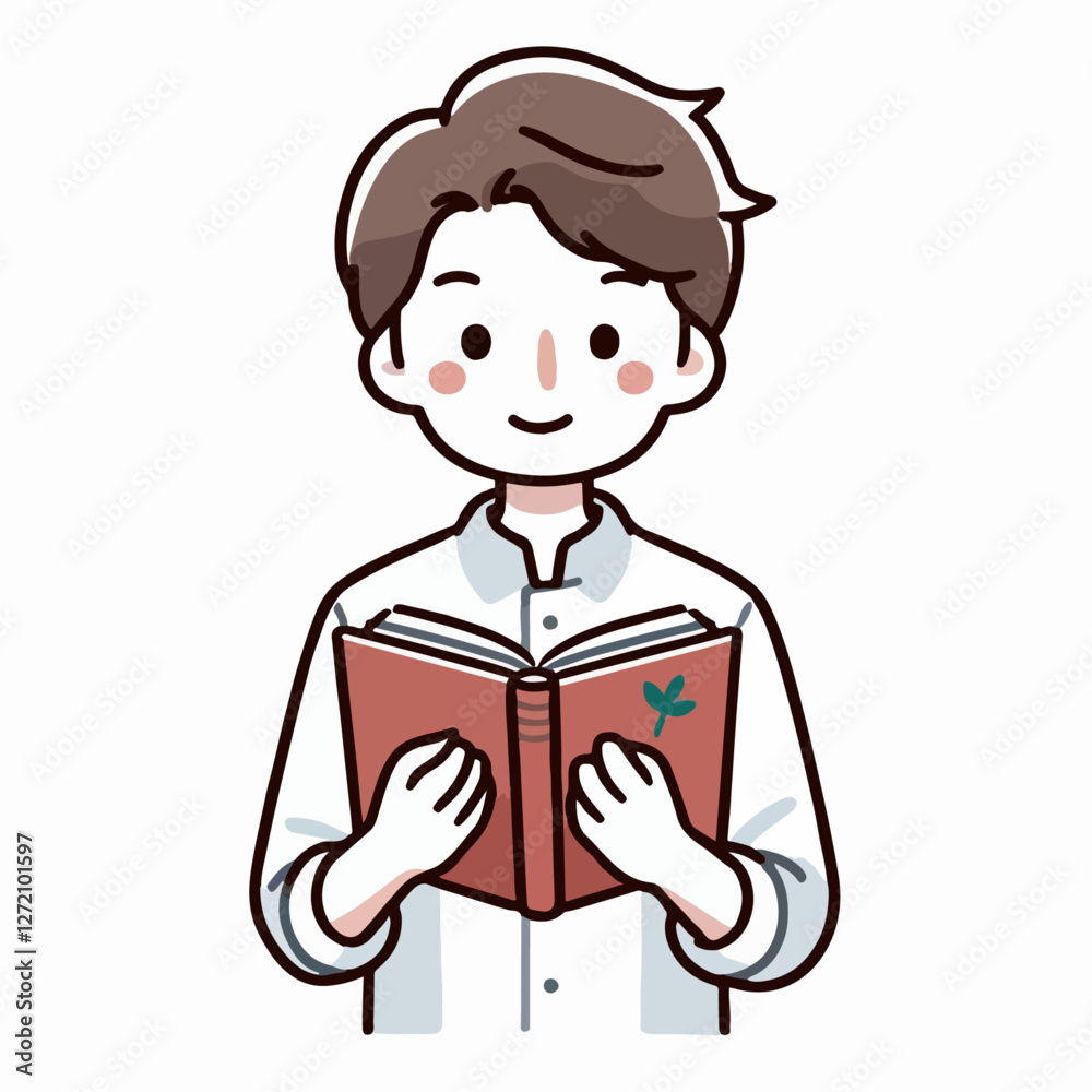 vector illustration of person holding and reading a book vector illustration of person holding and reading a book