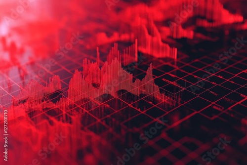 Crimson financial chart showing decline on clean graph background, representing economic crisis and market downturn, ideal for investment analysis and economic reports
