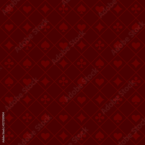 Poker red table background. Casino pattern. Realistic playing field for game blackjack. UI interface element. Vector illustration.