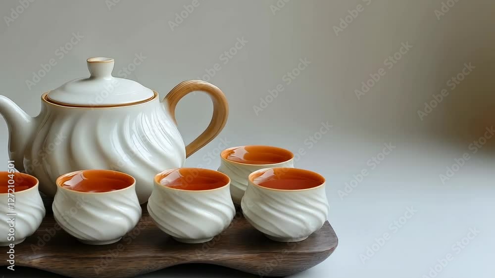 Elegant White and Orange Ceramics Tea Set Elegant White and Orange Ceramics Tea Set