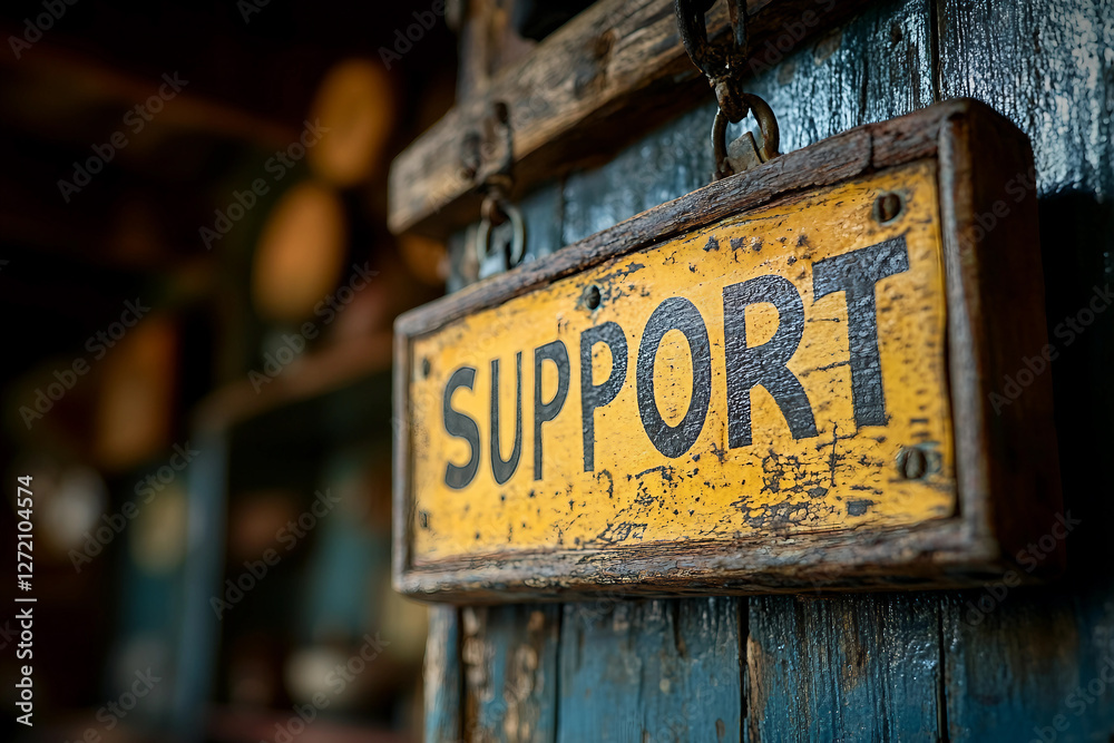 Fototapeta premium Generative AI rustic wooden sign with the word 