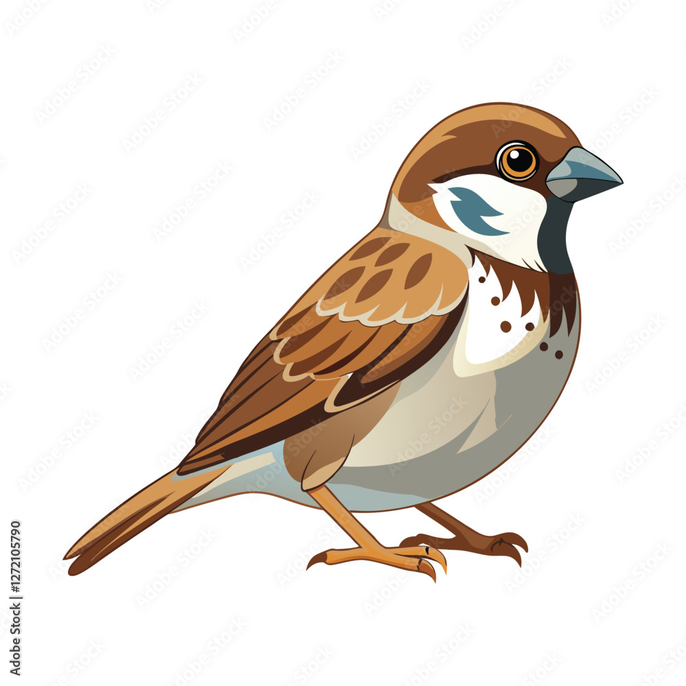 Fototapeta premium Detailed Digital Illustration of a Brown Sparrow