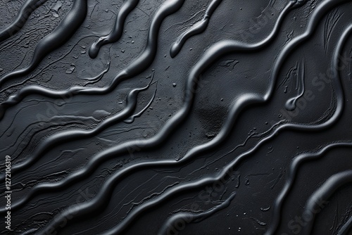 Intense Bold Matte Black Rubberized Surface Texture Overview
