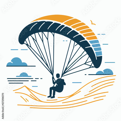 vector illustration of a person riding a paraglider