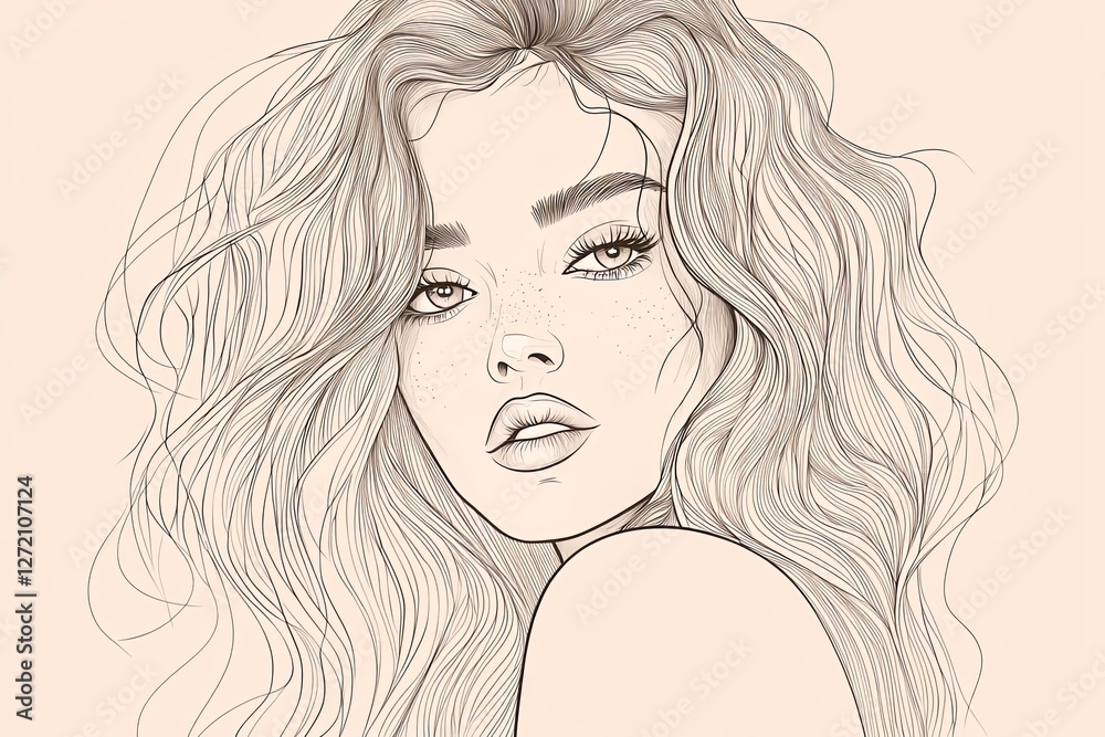 Trendy fashion contour drawing lineart portrait of a beautiful girl . Abstract face minimalism and simplicity. Trendy fashion contour drawing lineart portrait of a beautiful girl . Abstract face minimalism and simplicity.