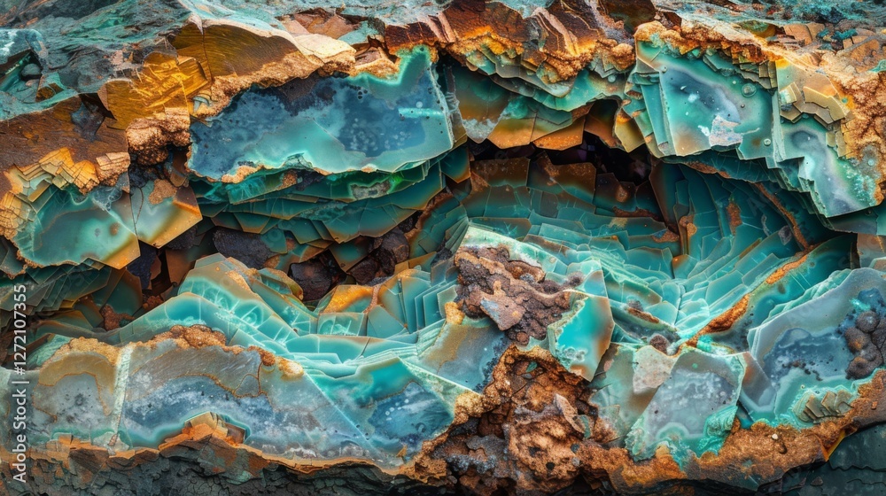 A captivating display of a geological formation with striking blue and orange hues, revealing complex patterns and textures formed over time, showcasing nature's artistry. A captivating display of a geological formation with striking blue and orange hues, revealing complex patterns and textures formed over time, showcasing nature's artistry.