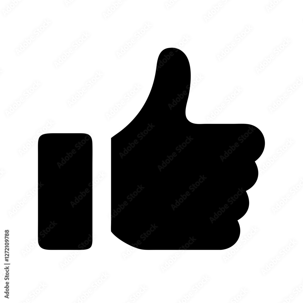 Black thumbs-up icon on a plain background for positive feedback Black thumbs-up icon on a plain background for positive feedback