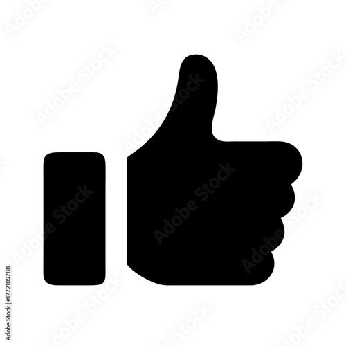 Black thumbs-up icon on a plain background for positive feedback