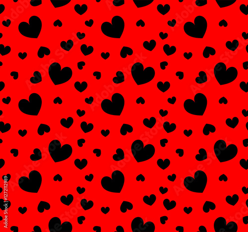 Simple black hearts on red background