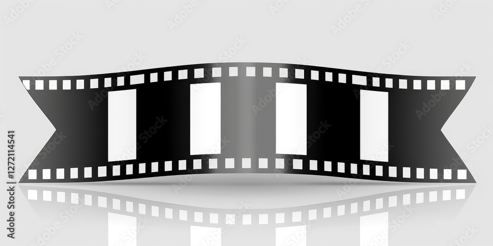 Fototapeta premium A stylized film strip graphic with empty frames, symbolizing cinema, creativity, and storytelling.