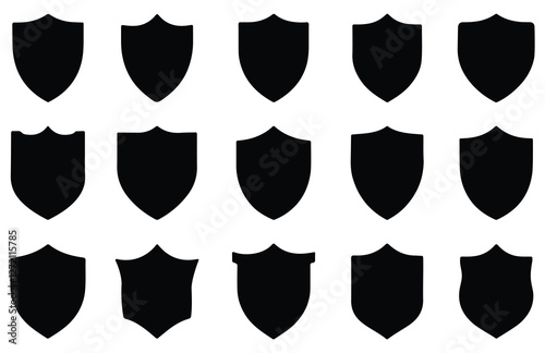 Shield Silhouette Icon Set and Shield Silhouette, Shield icon, Shield, Shield logo,  badge, security, protection, safety, security symbol
