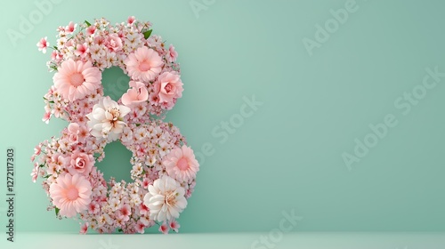 Wallpaper Mural Illustration of number 8 and floral decoration for background and banner for 8th march women's day with copy space Torontodigital.ca