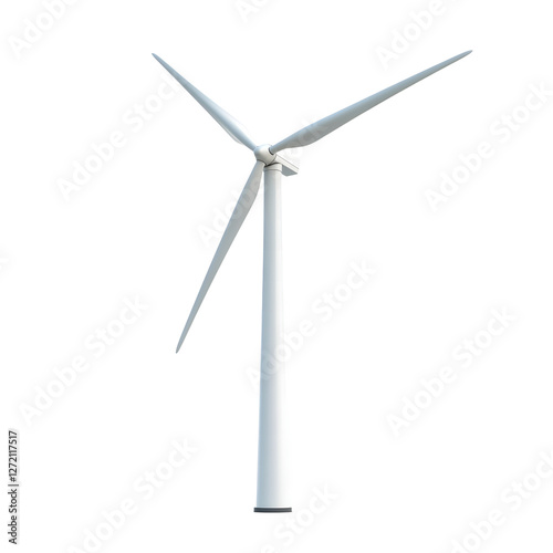 Modern wind turbine isolated on transparent background