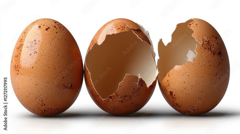 brown egg with shell cracked open isolated brown egg with shell cracked open isolated