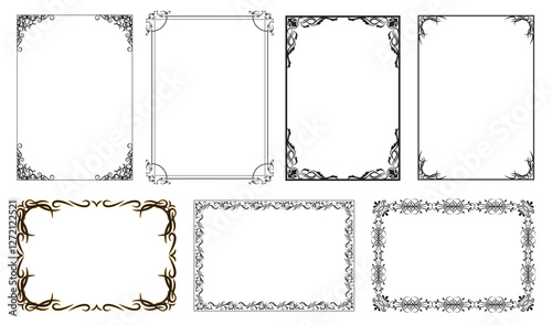 Set of Decorative vintage frames and borders. Vector antique ornament..eps