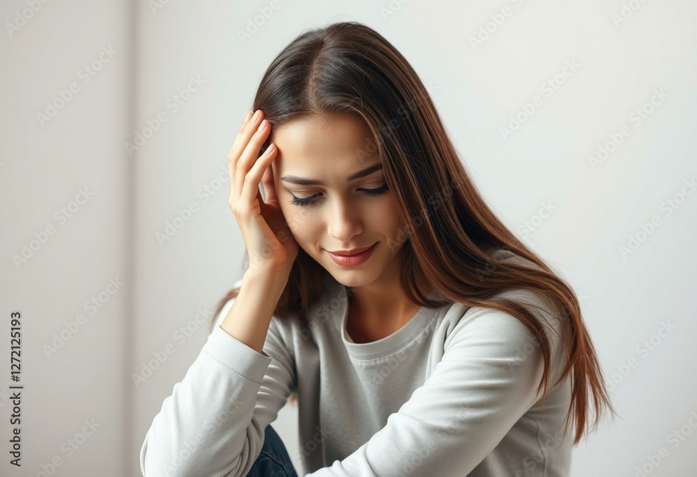 Photorealistic portrait of a nervous female Photorealistic portrait of a nervous female