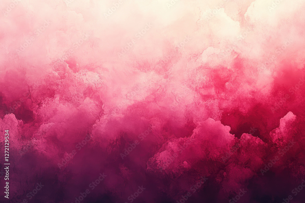 Fototapeta premium Abstract watercolor painting with pink and red hues, creating a dreamy, cloudy effect.