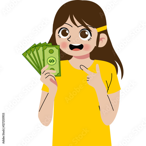 Girl with money