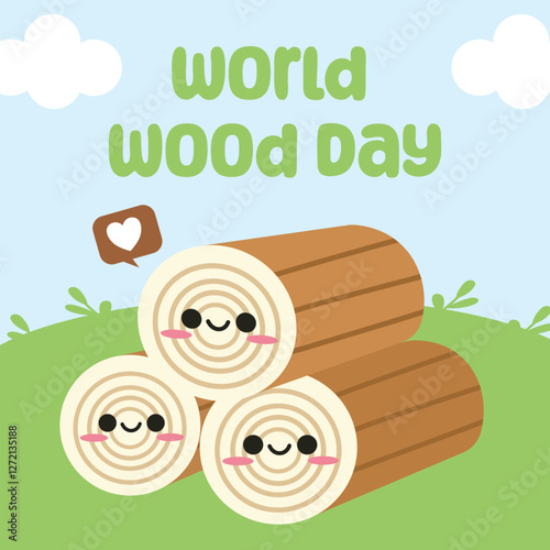 World Wood Day vector design for celebration. Suitable for background, template, social media, poster, flyer design, flat illustration, banner,  etc