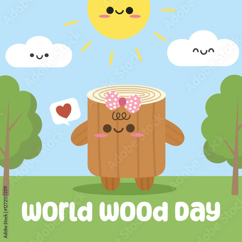 World Wood Day vector design for celebration. Suitable for background, template, social media, poster, flyer design, flat illustration, banner,  etc