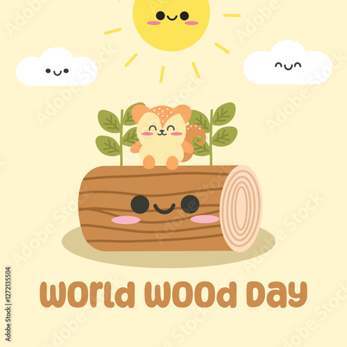 World Wood Day vector design for celebration. Suitable for background, template, social media, poster, flyer design, flat illustration, banner,  etc