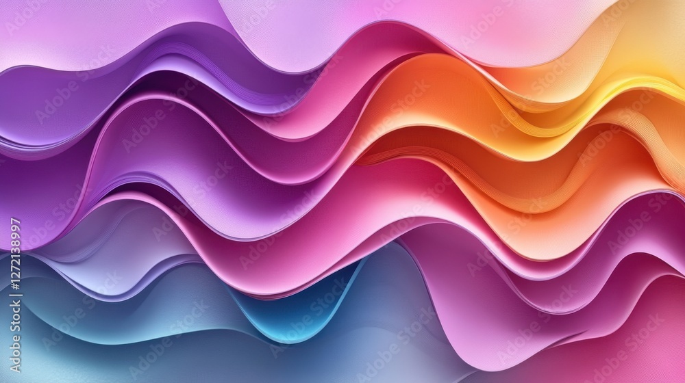 Fototapeta premium Colorful Waves of Abstract Design in Soft Pastel Tones