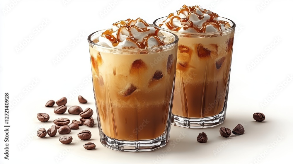 iced caramel macchiato isolated iced caramel macchiato isolated