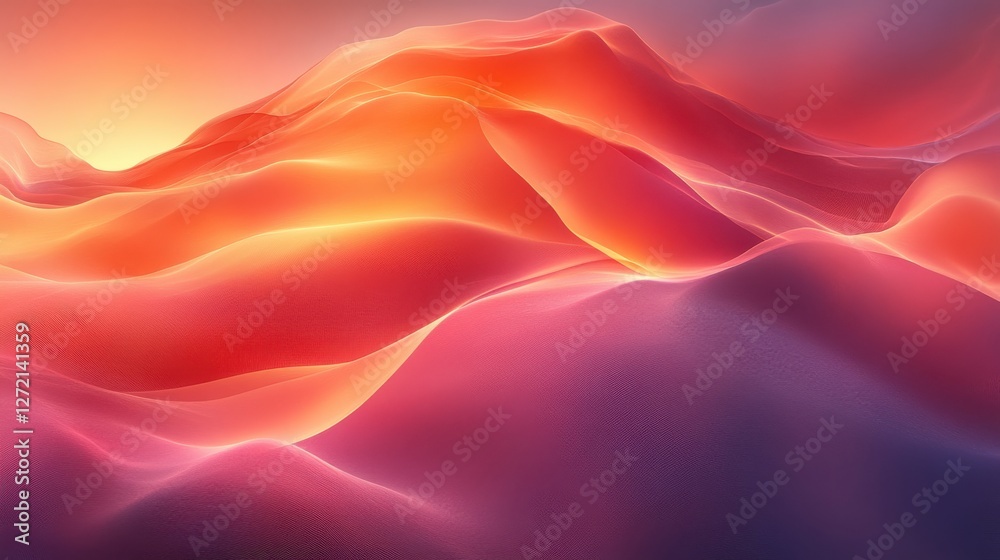 Fototapeta premium Abstract Colorful Landscape with Smooth Curves and Warm Tones