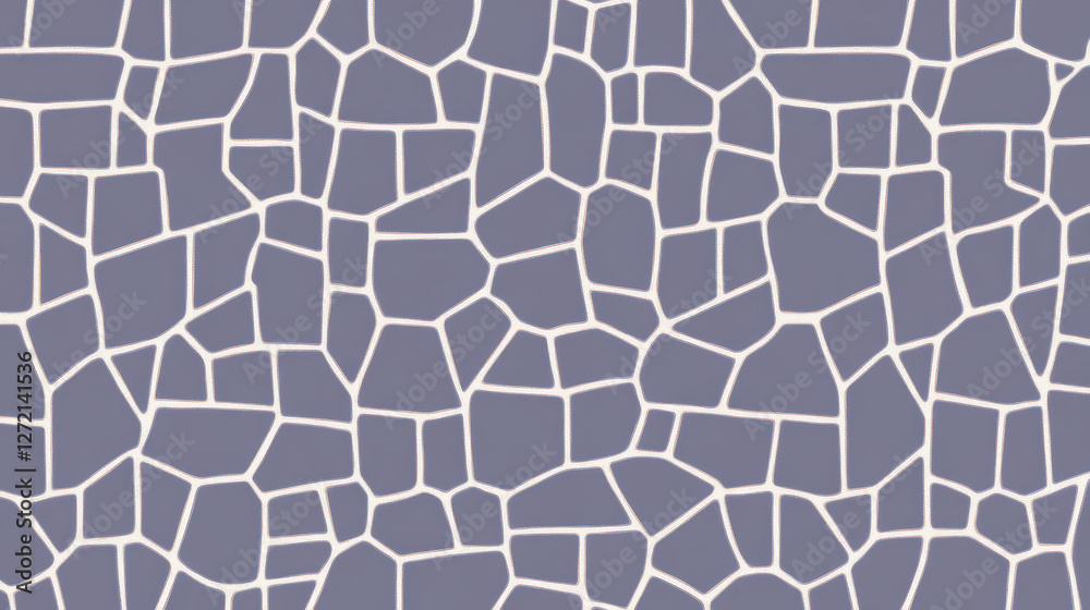Abstract geometric mosaic pattern with irregular polygonal shapes in seamless tileable design. edgy, modern aesthetic features cool toned color palette with white outlines