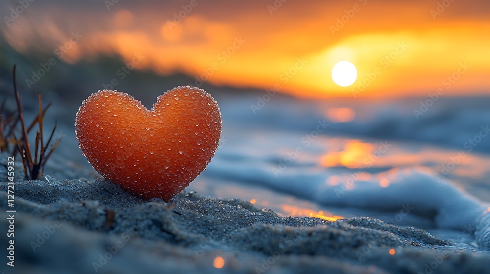 Fototapeta premium Twilight beach love heart serene horizon high resolution picture