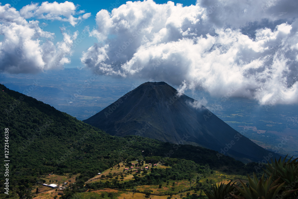 Fototapeta premium Izalco, Volcano Santa Ana and Cerro Verde. Cerro Verde National Park, Salvador