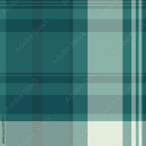 Regular fabric pattern vector, cute check texture tartan. Warmth plaid background seamless textile in pastel and cyan colors.