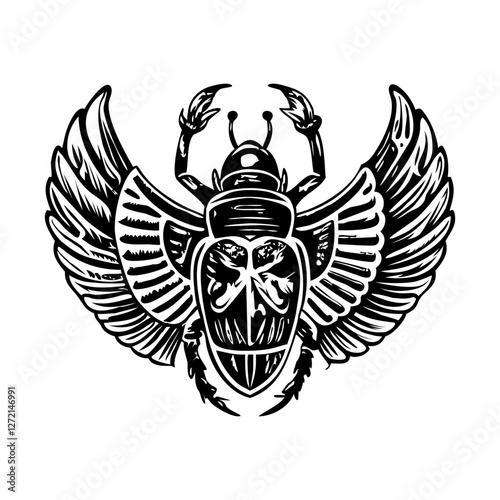 A glyph illustration of egyptian scarab tattoo