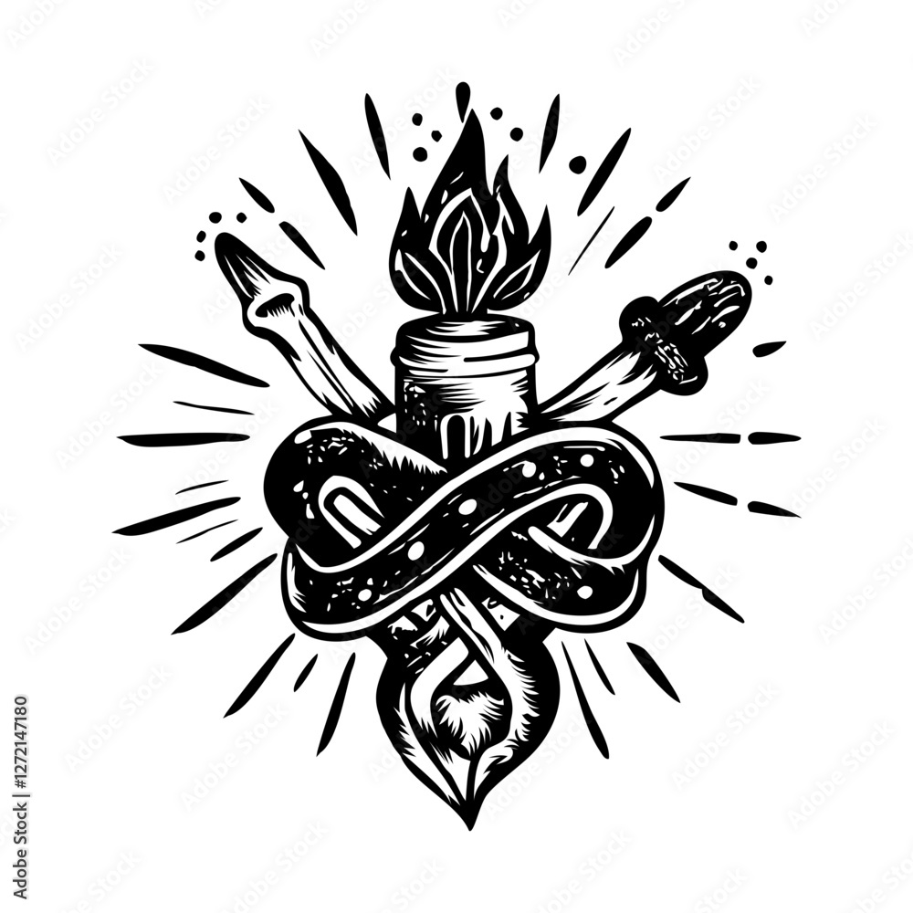 Obraz premium A glyph illustration of mystical tattoo