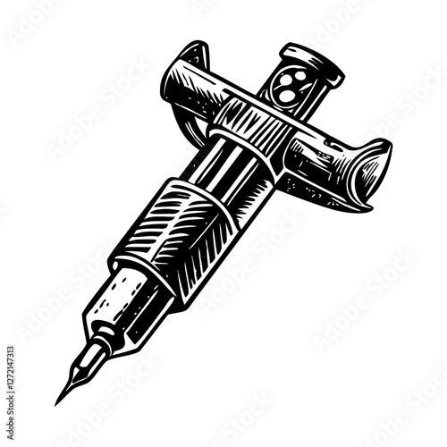 A glyph illustration of tattoo needle