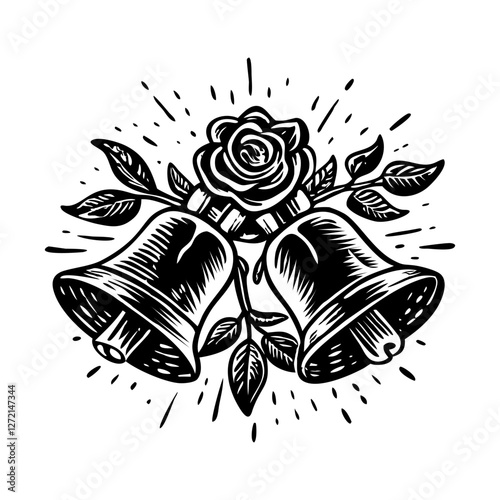 Wedding bells illustration in vintage style