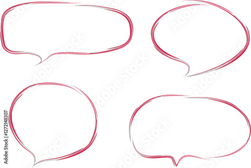 red black abstract hand drawn dialogue clouds