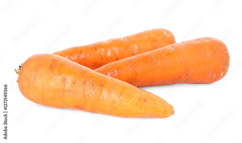 Fresh carrots isolated on white. Root vegetable Fresh carrots isolated on white. Root vegetable