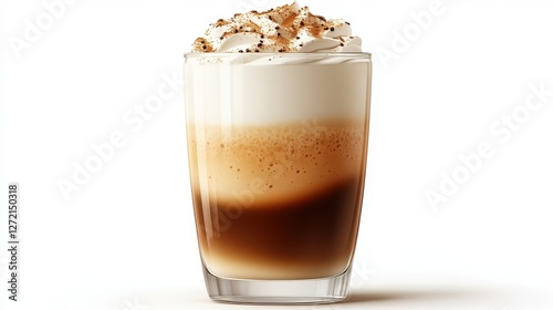 tall glass of creamy latte isolated