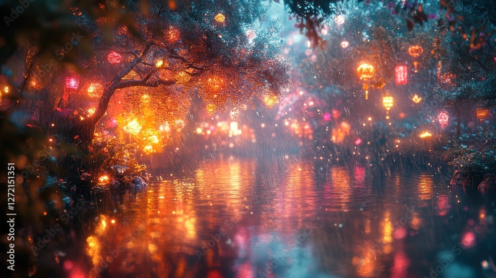 Mystic Lantern Path in Rain Mystic Lantern Path in Rain