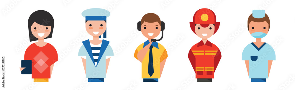 People of Different Occupation Wearing Uniform Portrait Vector Set People of Different Occupation Wearing Uniform Portrait Vector Set