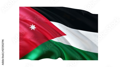 Obraz na płótnie Kingdom of Jordan national flag isolated on white background. Jordan officially the Hashemite Kingdom of Jordan is a country in the Southern Levant region of West Asia. w salonie