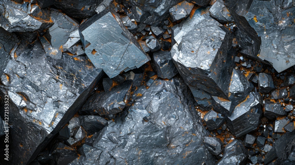 This detailed view displays a cluster of metallic minerals with distinct crystalline structures and rough surfaces, highlighting their natural beauty and geological significance. This detailed view displays a cluster of metallic minerals with distinct crystalline structures and rough surfaces, highlighting their natural beauty and geological significance.