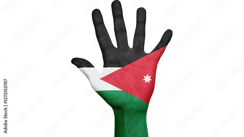 Kingdom of Jordan national flag isolated on white background. Jordan officially the Hashemite Kingdom of Jordan is a country in the Southern Levant region of West Asia.
