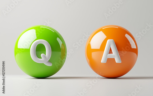 Wallpaper Mural Question and Answer Balls: Q&A graphic with question and answer. Shiny Q&A balls on a white background Torontodigital.ca