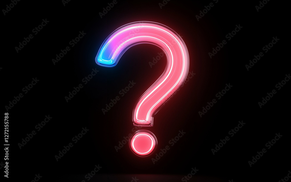 Neon question mark sign graphic design. Glowing neon question mark graphic design on black background. Neon question mark with vibrant colors Neon question mark sign graphic design. Glowing neon question mark graphic design on black background. Neon question mark with vibrant colors