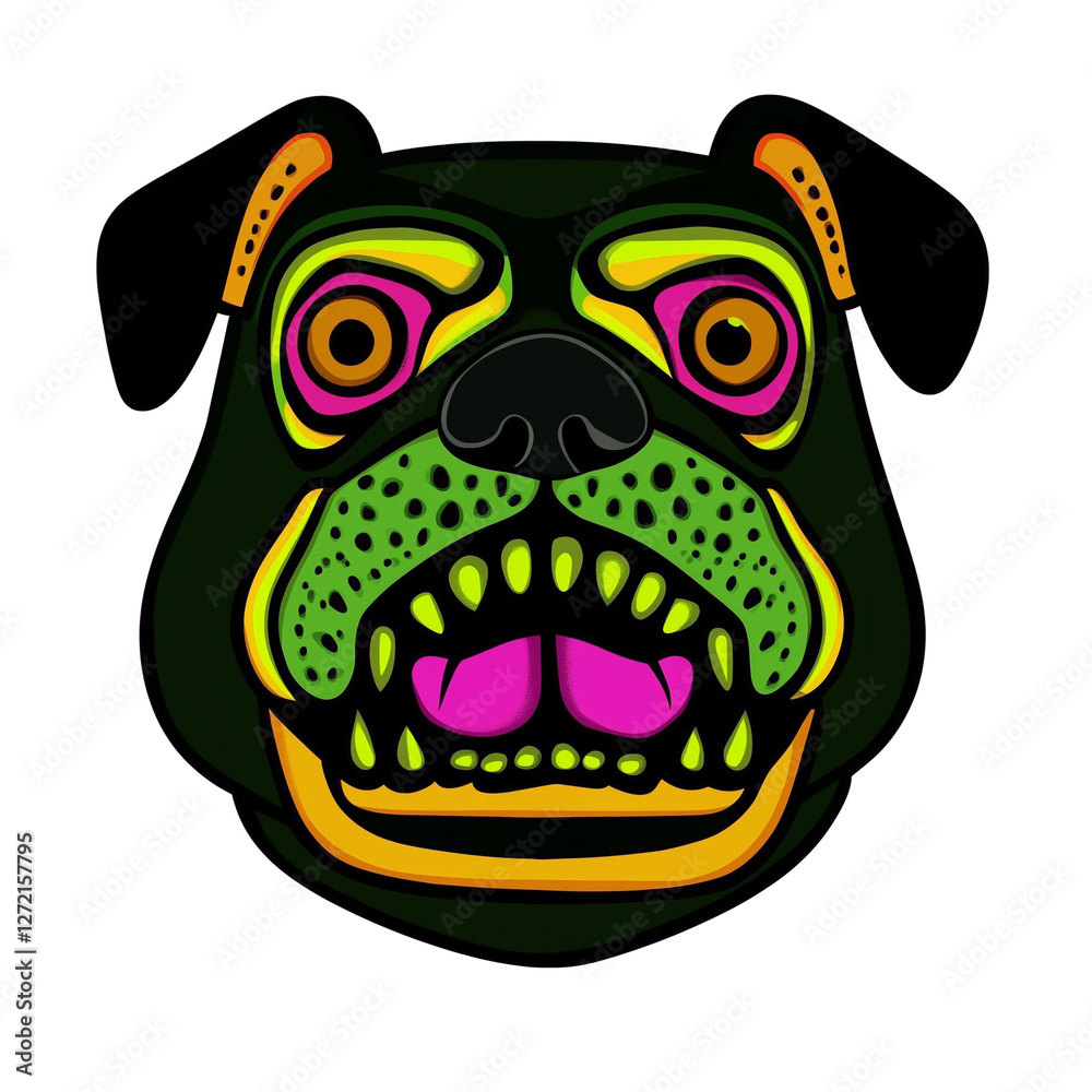Colorful Psychedelic Dog Face in Abstract Art Colorful Psychedelic Dog Face in Abstract Art