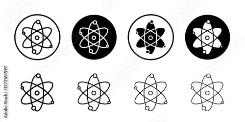 Atom scientific icon Simple outline vector logo